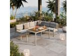 Beldano , Creme, Gelb, Weiß , Metall, Textil , 132x69x71.5 cm , Gartenmöbel, Loungemöbel, Loungegarnituren