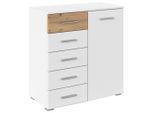 Möbelix , Weiß, Eiche Artisan , Holzwerkstoff , 2 Fächer , 5 Schublade(n) Schubladen , 80x84x40 cm , Blauer Engel, Goldenes M, Made in Germany , Kleinmöbel, Kommoden, Kommoden
