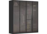 Kleiderschrank RAUCH "Schrank Garderobe SKAT SHINE Breiten 151/201/251/301cm, Höhe 223/235cm", schwarz, B:201cm H:223cm T:61cm, Glas, Holzwerkstoff, Schränke, Kleiderschrank, edle Schrankfront mit hochwertigen Glasrahmentüren MADE IN GERMANY