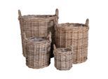 Korbset, Braun, Holz, 4-teilig, Rattan, Ordnen & Aufbewahren, Aufbewahrungskörbe