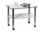 Xora Beistelltisch, Klar, Weiß, Metall, Glas, rechteckig, Rundrohr, 60x46x40 cm, Wohnzimmer, Wohnzimmertische, Beistelltische, Beistelltische Metall