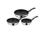 WMF Pfannenset Devil, Beschichtung schwarz, Metall, 3-teilig, antihaftbeschichtet, Kochen, Pfannen, Pfannensets