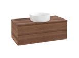 Villeroy und Boch Antao Waschtisch-Unterschrank L20112HM mit Beleuchtung mit Struktur, 100x36x50cm, Waschbeckenplattenfarbe warm walnut, warm walnut