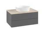 Villeroy und Boch Antao Waschtisch-Unterschrank K19113GK 80x36x50cm, Waschbeckenplattenfarbe botticino, anthracite matt lacquer
