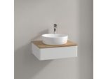 Villeroy und Boch Antao Waschtisch-Unterschrank K07051GF 60x19x50cm, Hahnloch, Waschbeckenplattenfarbe honey oak, glossy white lacquer