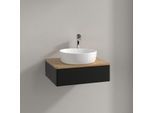 Villeroy und Boch Antao Waschtisch-Unterschrank K07051PD 60x19x50cm, Hahnloch, Waschbeckenplattenfarbe honey oak, black matt lacquer
