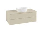 Villeroy und Boch Antao Waschtisch-Unterschrank L20150HJ mit Beleuchtung mit Struktur, 100x36x50cm, Hahnloch, Waschbeckenplattenfarbe Lack, silk grey matt lacquer