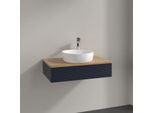 Villeroy und Boch Antao Waschtisch-Unterschrank K08151HG 80x19x50cm, Hahnloch, Waschbeckenplattenfarbe honey oak, midnight blue matt lacquer