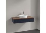 Villeroy und Boch Antao Waschtisch-Unterschrank K09152HG 100x19x50cm, Hahnloch, Waschbeckenplattenfarbe warm walnut, midnight blue matt lacquer