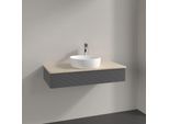 Villeroy und Boch Antao Waschtisch-Unterschrank K09153GK 100x19x50cm, Hahnloch, Waschbeckenplattenfarbe botticino, anthracite matt lacquer