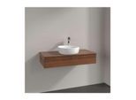 Villeroy und Boch Antao Waschtisch-Unterschrank L09152HM mit Beleuchtung, 1 Auszug, 1000 x 190 x 500 mm, Front mit Struktur, Warm Walnut / Warm Walnut