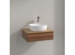 Villeroy und Boch Antao Waschtisch-Unterschrank K07051HM 60x19x50cm, Hahnloch, Waschbeckenplattenfarbe honey oak, warm walnut