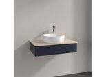 Villeroy und Boch Antao Waschtisch-Unterschrank K08053HG 80x19x50cm, Hahnloch, Waschbeckenplattenfarbe botticino, midnight blue matt lacquer