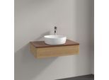 Villeroy und Boch Antao Waschtisch-Unterschrank K08052HN 80x19x50cm, Hahnloch, Waschbeckenplattenfarbe warm walnut, honey oak