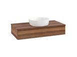 Villeroy und Boch Antao Waschtisch-Unterschrank L09012HM mit Beleuchtung, 100x19x50cm, Waschbeckenplattenfarbe warm walnut, warm walnut