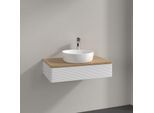 Villeroy und Boch Antao Waschtisch-Unterschrank K08151GF 80x19x50cm, Hahnloch, Waschbeckenplattenfarbe honey oak, glossy white lacquer
