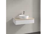 Villeroy und Boch Antao Waschtisch-Unterschrank K08053MT 80x19x50cm, Hahnloch, Waschbeckenplattenfarbe botticino, white matt lacquer