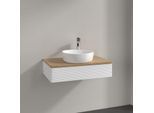 Villeroy und Boch Antao Waschtisch-Unterschrank K08151MT 80x19x50cm, Hahnloch, Waschbeckenplattenfarbe honey oak, white matt lacquer