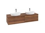 Villeroy und Boch Antao Waschtisch-Unterschrank K28052HM 160x36x50cm, Hahnloch, Waschbeckenplattenfarbe warm walnut, warm walnut