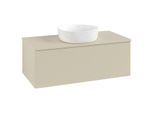 Villeroy und Boch Antao Waschtisch-Unterschrank L31150HJ mit Beleuchtung mit Struktur, 100x36x50cm, Hahnloch, Waschbeckenplattenfarbe Lack, silk grey matt lacquer