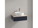 Villeroy und Boch Antao Waschtisch-Unterschrank K07053HG 60x19x50cm, Hahnloch, Waschbeckenplattenfarbe botticino, midnight blue matt lacquer