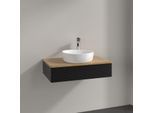 Villeroy und Boch Antao Waschtisch-Unterschrank K08151PD 80x19x50cm, Hahnloch, Waschbeckenplattenfarbe honey oak, black matt lacquer