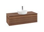 Villeroy und Boch Antao Waschtisch-Unterschrank K32152HM 120x36x50cm, Hahnloch, Waschbeckenplattenfarbe warm walnut, warm walnut