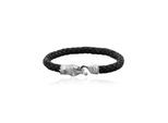 Armband KUZZOI "Herren Echtleder Schlange Geflochten 925 Silber" Gr. 23, silber, Armbänder, Herren, 23cm, ohne Stein, Silber 925 (Sterlingsilber), Armband