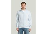 Longpullover G-STAR "Premium Core Track Jacket Sweater", Herren, Gr. M, weiß (baby blau), Obermaterial: 55% Baumwolle, 45% Polyester, Pullover Longpullover
