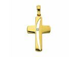 Kettenanhänger ADELIA´S "Kreuzanhänger 333 Gold ( 8K ) mit Zirkonia", gold, Schmuckanhänger, Damen, mit Zirkonia, Gold, Kettenanhänger, Goldanhänger Kreuz