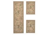 Bettumrandung THEKO "Flomi Sagrini" Gr. 14, beige, H:3mm, Obermaterial: 63% Polyester, 33% Polypropylen, 4% Baumwolle, Bettumrandungen, Teppich-Set, Flachgewebe, Pastell-Farben, Blumen Design, mit Bordüre