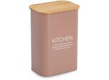 Vorratsdose ZELLER PRESENT "mit Bambusdeckel "Kitchen", mocca, B:12,6cm H:25cm L:17,2cm, Bambus, Metall, Lebensmittelaufbewahrungsbehälter, Vorratsdose, Trendfarbe, 3500 ml