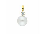 Kettenanhänger ADELIA´S "Perlenanhänger 333 Gold ( 8K ) mit Zirkonia", weiß (gold), Schmuckanhänger, Damen, mit Zirkonia, Gold, Kettenanhänger, Goldanhänger Perle