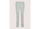 Chinos MADELEINE "Druckhose Baumwollhose mit floralem Print", Damen, Gr. 36, N + K Gr, weiß (weiß, wildrose, mint), Obermaterial: 68% Baumwolle CO. 29% Polyester PES. 3% Elasthan EL., Modern, schmal, Hosen, Allover-Print