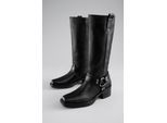 Stiefel ANISTON SHOES, Damen, Gr. 38, Normalschaft, schwarz, Lederimitat, Schuhe Stiefel, Bikerstiefel mit Innen-Reißverschluss