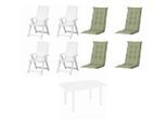 Gardenson , Grün, Weiß , Kunststoff, Textil , oval , 111x140x90 cm , Stühle klappbar , Gartenmöbel, Gartenmöbel-Sets, Gartengarnituren
