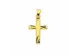 Kreuzkette ADELIA´S "Halskette - Kreuzkette mit Kreuz Anhänger aus 585 Gold", gold, Halsketten, Damen, Gelbgold 585 Gold, Gelbgold 585, Gold, Kreuzkette, Schmuckset mit bis 45 cm stufenlos verstellbarer 925 Silber Halskette