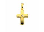 Kreuzkette ADELIA´S "Halskette - Kreuzkette mit Kreuz Anhänger mit Zirkonia aus 333", gold, Halsketten, Damen, Gelbgold 333 Gold, Gelbgold 333, Gold, Kreuzkette, Schmuckset mit bis 45 cm stufenlos verstellbarer 925 Silber Halskette