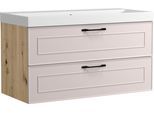 Waschtisch WELLTIME "CADIZ, Waschtisch", kaschmir, B:100cm H:58,5cm T:46cm, Waschtische, Waschtisch, Kaschmir, Landhaus-Optik, schwarze Aktzente