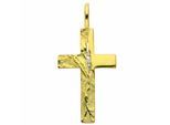 Kreuzkette ADELIA´S "Halskette - Kreuzkette mit Kreuz Anhänger mit Zirkonia aus 333", gold, Halsketten, Damen, Gelbgold 333 Gold, Gelbgold 333, Gold, Kreuzkette, Schmuckset mit bis 45 cm stufenlos verstellbarer 925 Silber Halskette