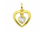 Herzkette ADELIA´S "Halskette - Herzkette mit Anhänger Herz mit Zirkonia aus 333", gold, Halsketten, Damen, Gelbgold 333 Gold, Gelbgold 333, Gold, Herzkette, Schmuckset mit bis 45 cm stufenlos verstellbarer 925 Silber Halskette