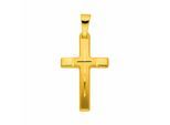 Kreuzkette ADELIA´S "Halskette - Kreuzkette mit Kreuz Anhänger aus 585 Gold", gold, Halsketten, Damen, Gelbgold 585 Gold, Gelbgold 585, Gold, Kreuzkette, Schmuckset mit bis 45 cm stufenlos verstellbarer 925 Silber Halskette