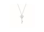 Dkeniz Anhänger mit Kette Herzschlüssel 925/- Sterling Silber rhodiniert Zirkonia Weiß