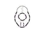 Steuer Modeschmuck Set Collier Armband Ohrhaken Metall 56am Amethyst lila