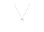 Dkeniz Anhänger mit Kette 925/- Sterling Silber rhodiniert Glänzend 42+3cm Zirkonia Weiß