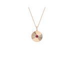 Dkeniz Anhänger mit Kette Coin 925/- Sterling Silber vergoldet rot Zirkonia Rot