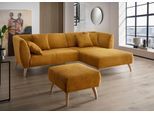 Ecksofa HOME AFFAIRE "Lazio modern und bequem, schmale Armlehnen, tolle Detailverarbeitung", gold, B:255cm H:94cm T:160cm, 93% Polyester, 7% Polyamid, Sofas, Ecksofa, zwei verschiedene Fußfarben wählbar