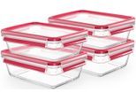 Frischhaltedose EMSA "Clip & Close Glas Set, rechteckig, 100 % dichte Aufbewahrungsboxen", rot, B:16,6cm H:7,9cm L:22,7cm, Glas, Lebensmittelaufbewahrungsbehälter, Frischhaltedose, spülmaschinen-, gefrier-, backofen-, mikrowellenfest