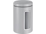 Vorratsdose WESCO "Classic Line", grau, B:12,5cm H:18,9cm L:12,5cm, Stahlblech, Lebensmittelaufbewahrungsbehälter, Vorratsdose, Deckel mit Kunststoffring / Sichtfenster aus Acryl, 2 L