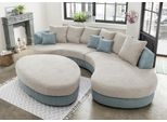 Ecksofa HOME AFFAIRE "Lazio modern und bequem, schmale Armlehnen, tolle Detailverarbeitung", blau (aqua, beige), B:255cm H:94cm T:160cm, 93% Polyester, 7% Polyamid, Sofas, Ecksofa, zwei verschiedene Fußfarben wählbar